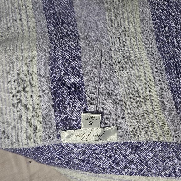 Tea Rose Purple Striped Pockets, Down Buttons Cropped Shirt Tie S - Picture 9 of 11